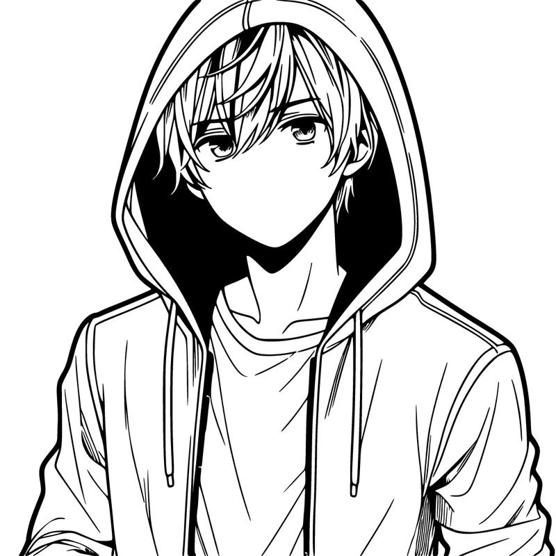 manga man in hoodie