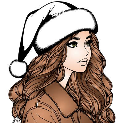 realistic girl in santa hat