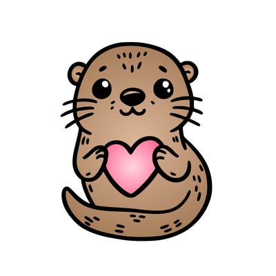 otter with a heart
