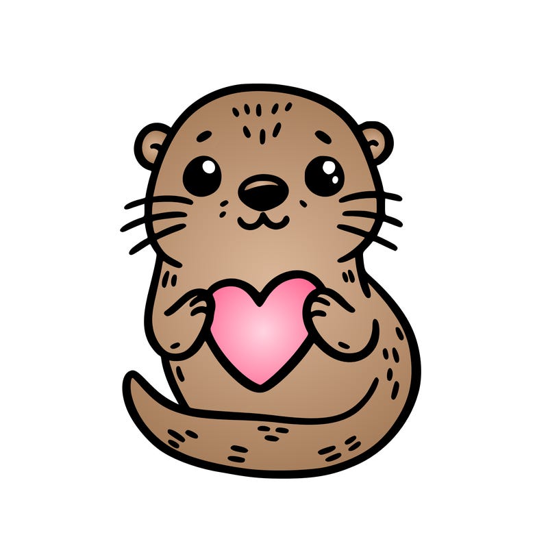 otter with a heart