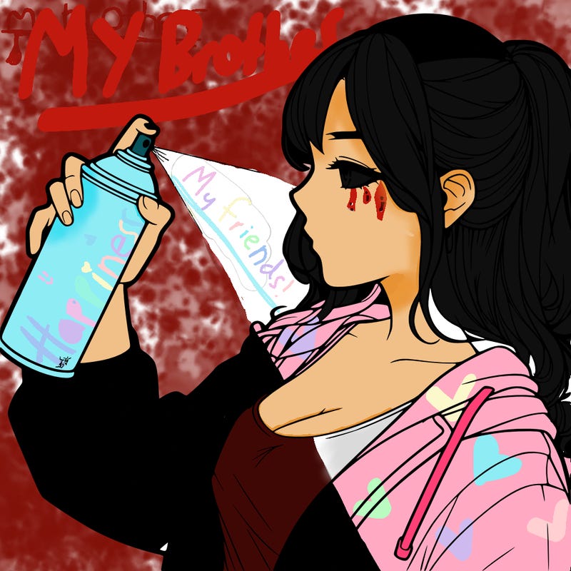 a realistic girl spray, painting