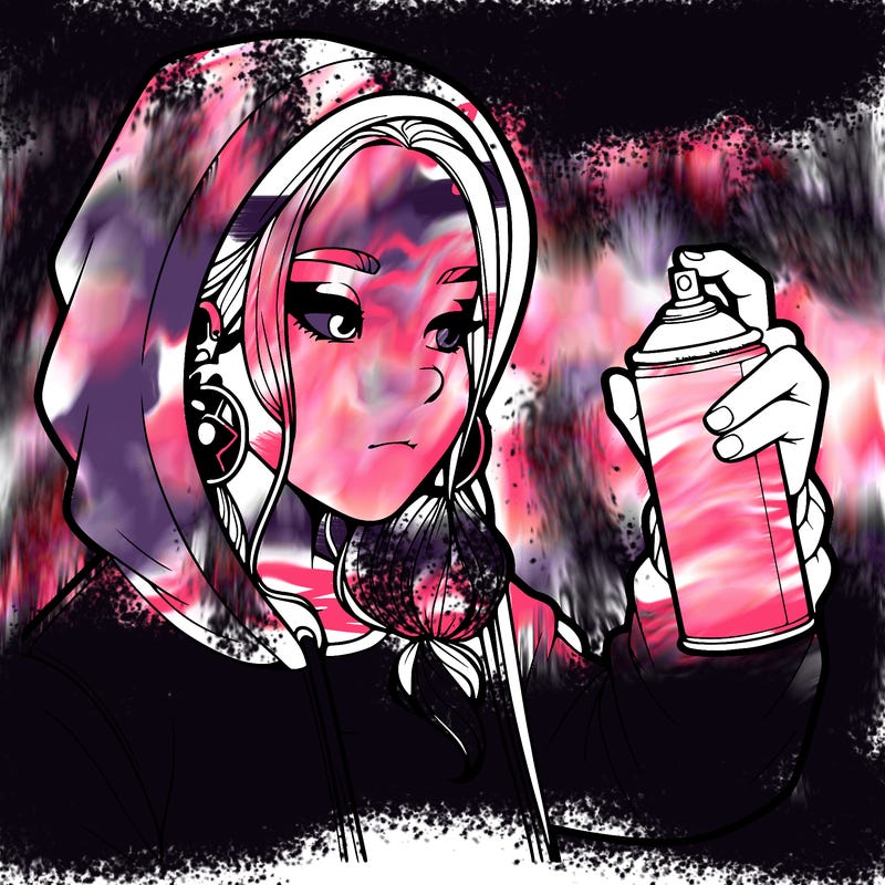 a realistic girl, spray painting