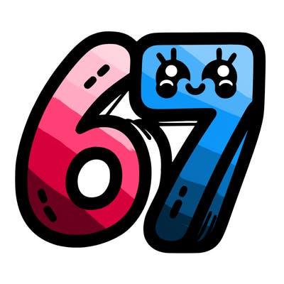 the numbers 67