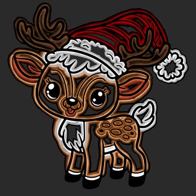 christmas reindeer with santa hat