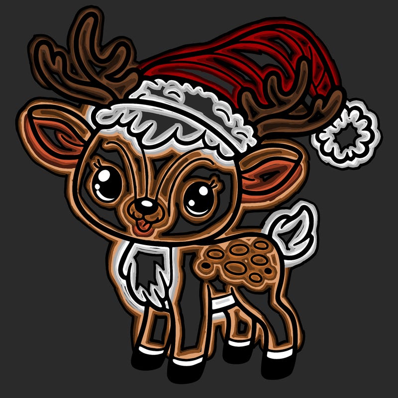 christmas reindeer with santa hat