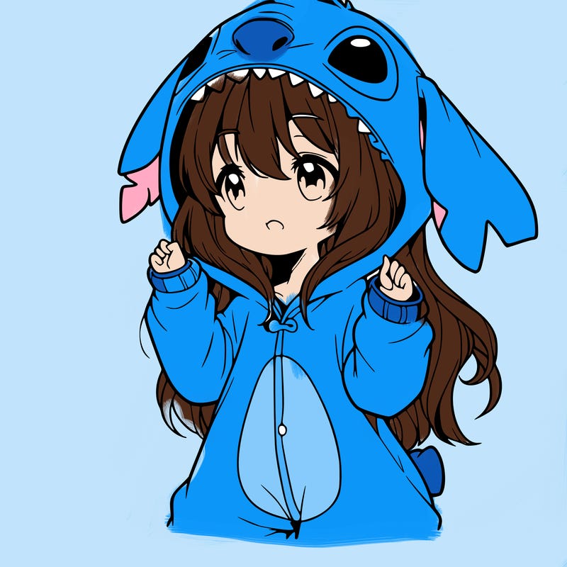 anime girl in a stitch onsie