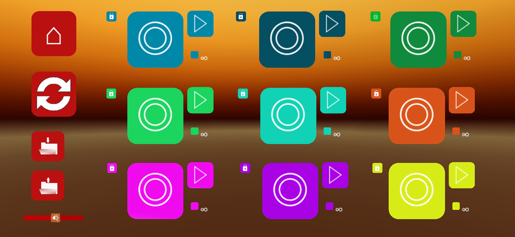 ipi - Colorful grid of sound recording and playback buttons with a text free minimalist interface