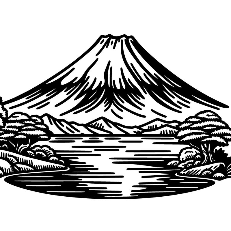 mount fuji black and white