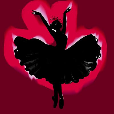 a delicate ballerina with her costume in motion.