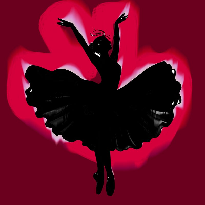 a delicate ballerina with her costume in motion.