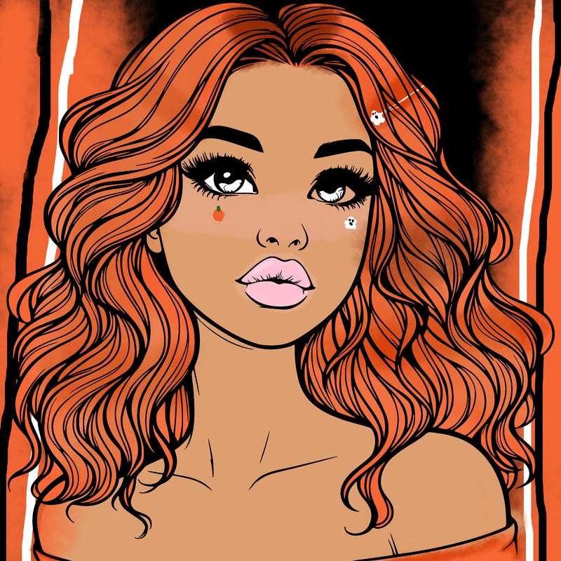 realistic girl with wavy hair and lips