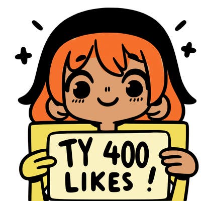 girl holding sign that says “ty for 400 likes!”