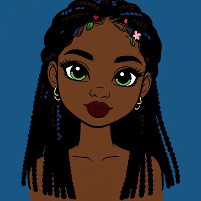 a realistic black girl with braids