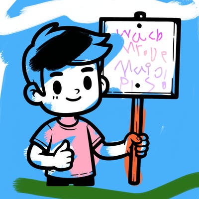a guy holding a sign