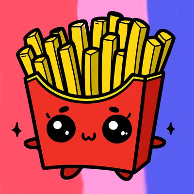 a cute. french fries