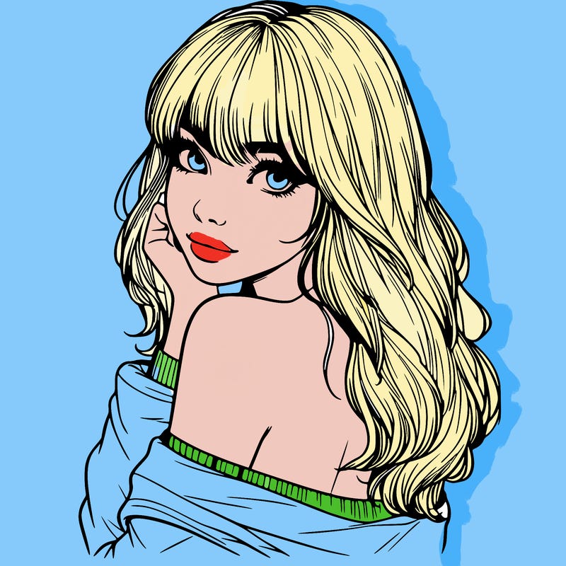 realistic girl with bangs looking over her shoulder