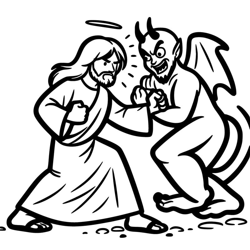 jesus fighting the devil