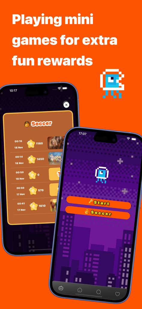Cineby app interface displaying FameQuest mini-games and earned rewards
