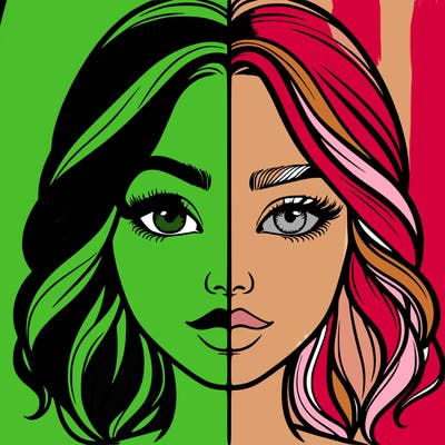 realistic girl split half