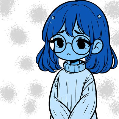 sad girl with glasses in a sweater