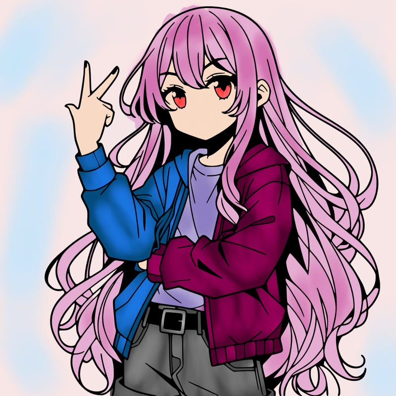 one anime girl with long hair and a cool pose