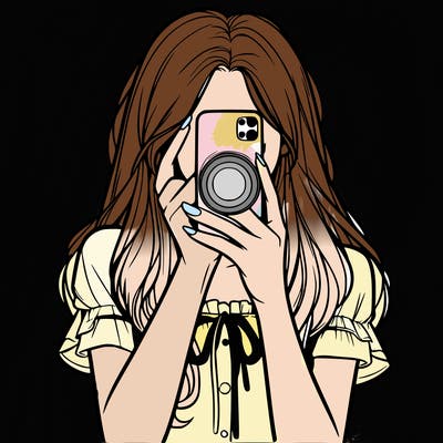 a realistic girl holding her phone taking pictures