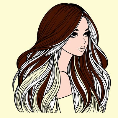 realistic girl with long realistic hair