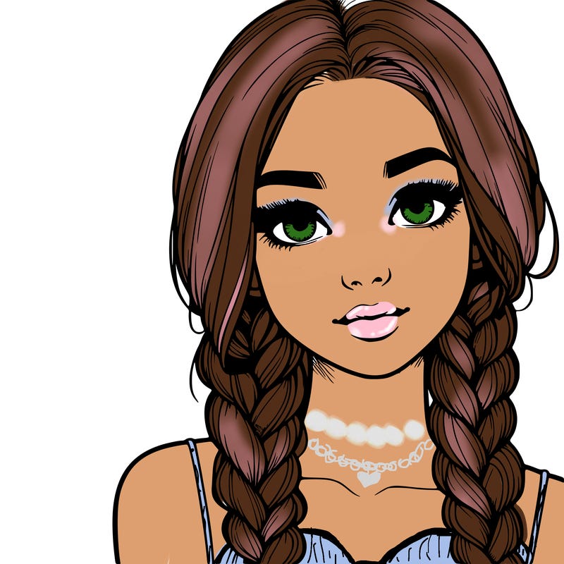realistic girl with braids