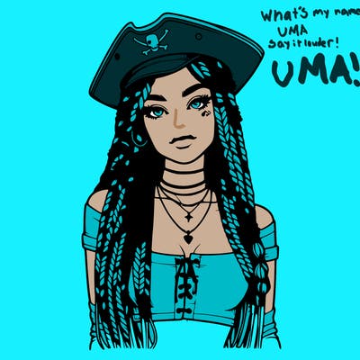 realistic girl with box braids a realistic pirate hat and crop top