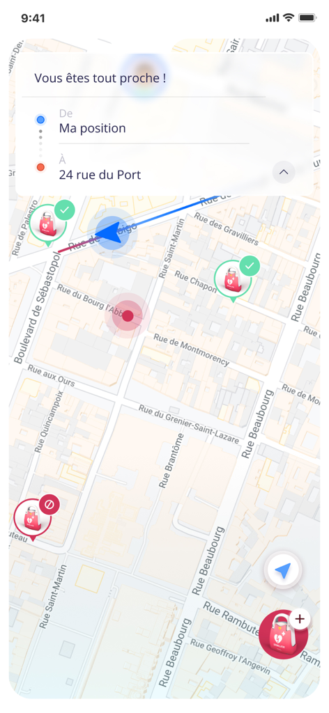 SAUV Life - SAUV Life app screen showing an emergency location on a map with nearby medical resources