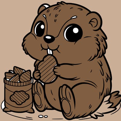 cute groundhog eating chips