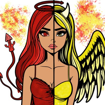 devil vs angel realistic girl