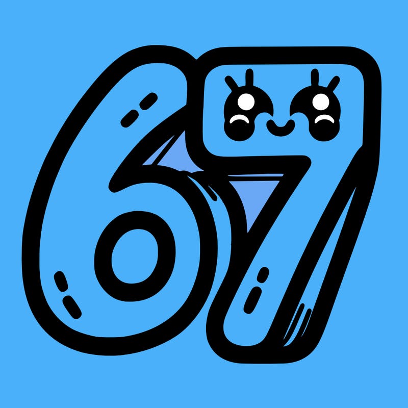 the numbers 67