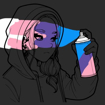 a realistic girl, spray painting