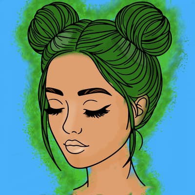 woman with hair buns