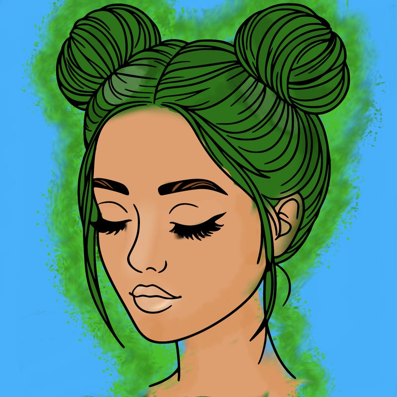 woman with hair buns