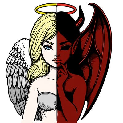 realistic angel half demon