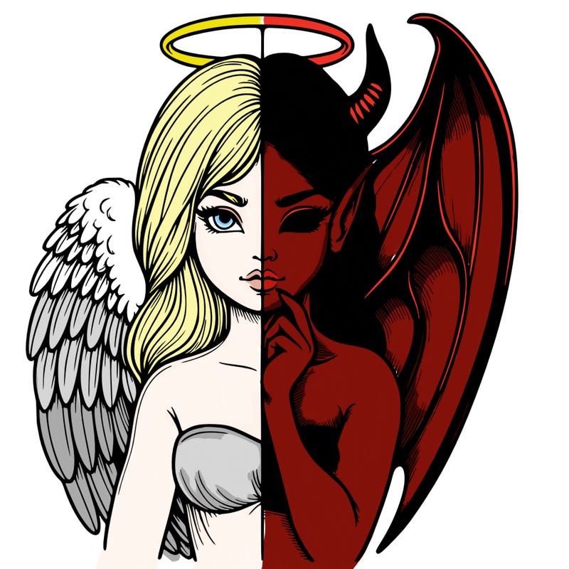 realistic angel half demon