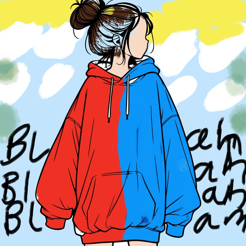 realistic girl with a oversized sweatshirt on and a bun