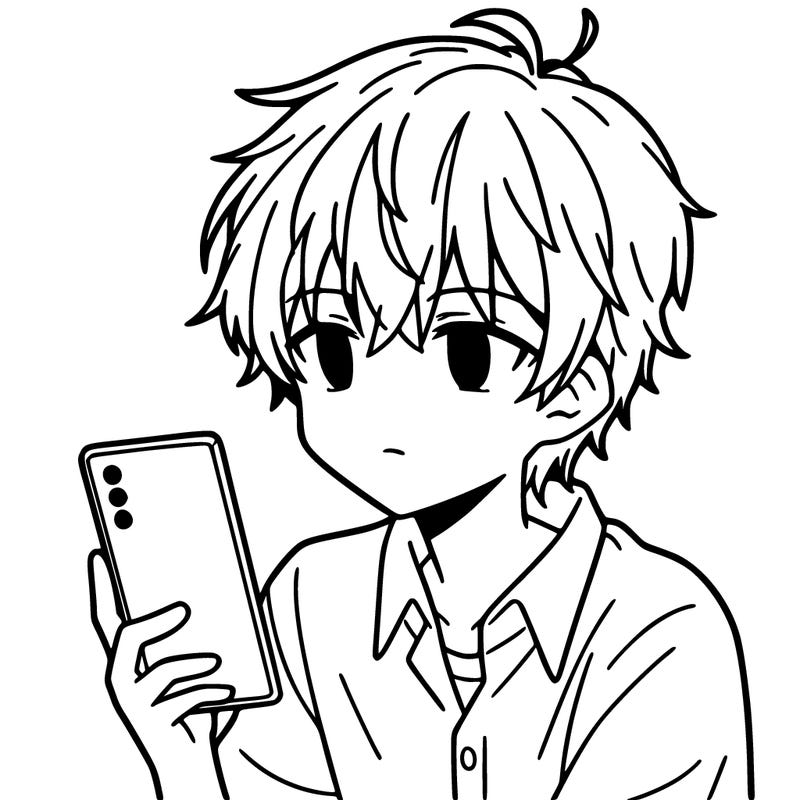anime boy on his phone