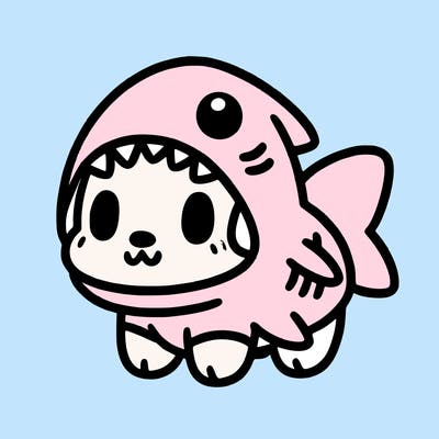 cute dog wearing a shark costume