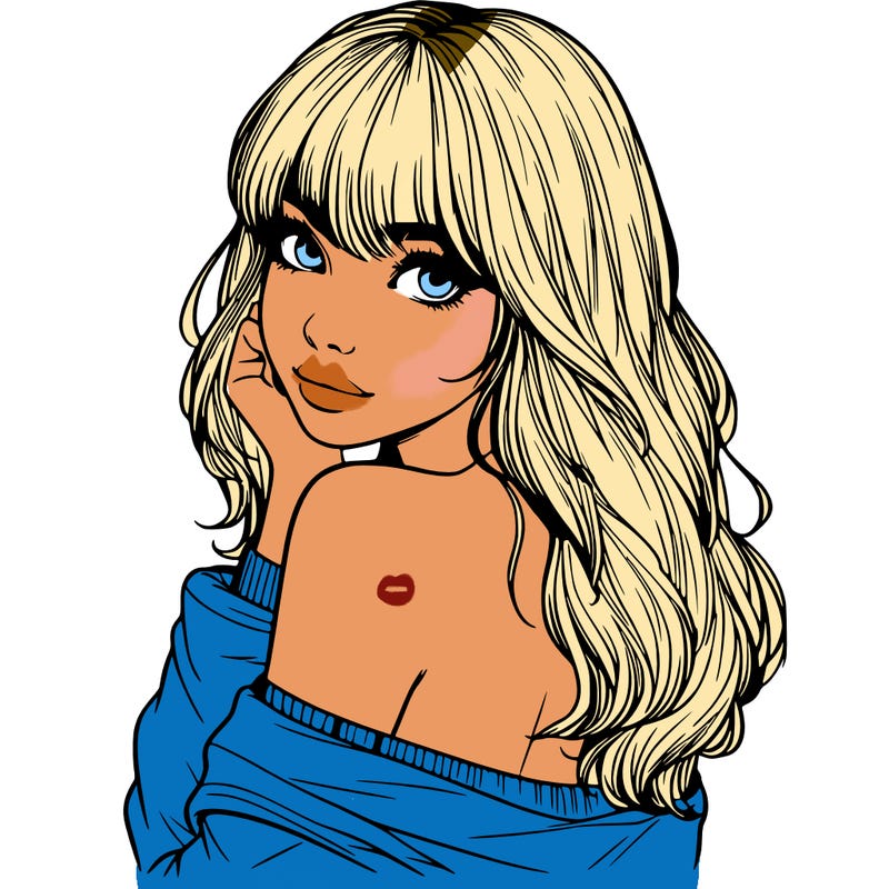 realistic girl with bangs looking over her shoulder