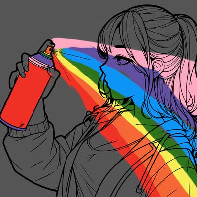 a realistic girl spray, painting