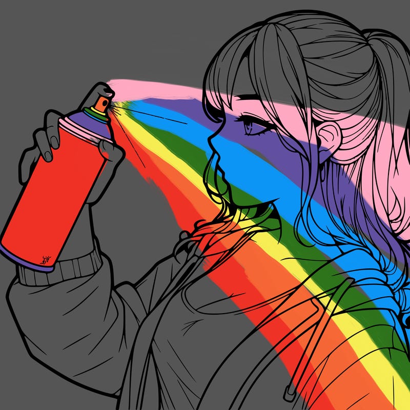 a realistic girl spray, painting