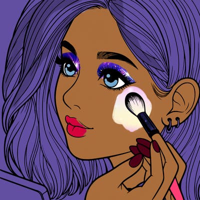 a realistic girl doing her makeup