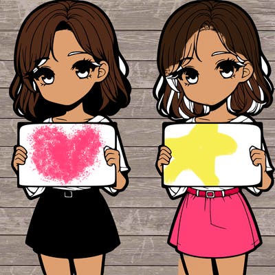 a realistic girl holding a sign