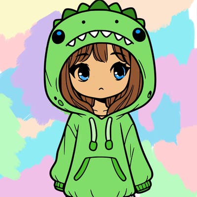 girl in dino hoodie