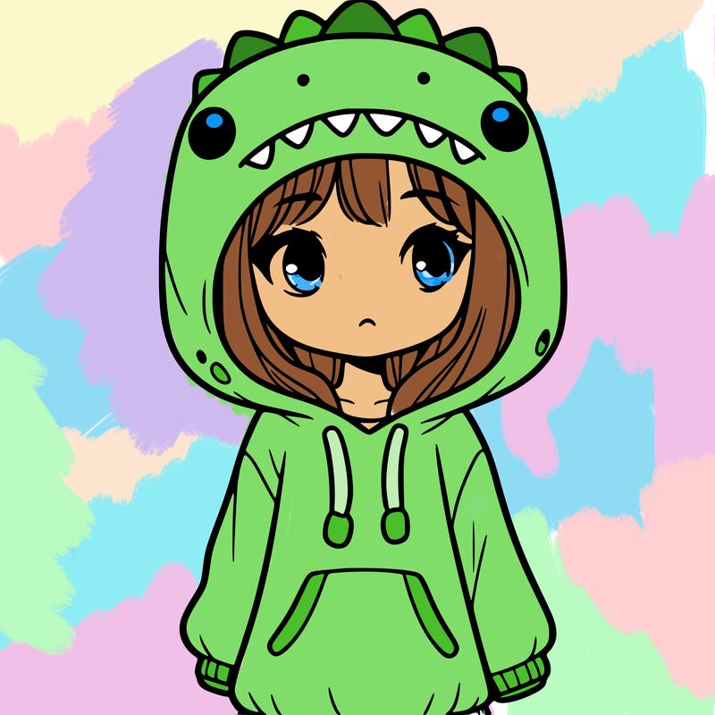 girl in dino hoodie