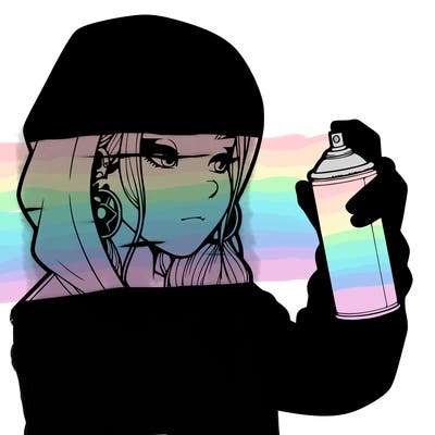 a realistic girl, spray painting