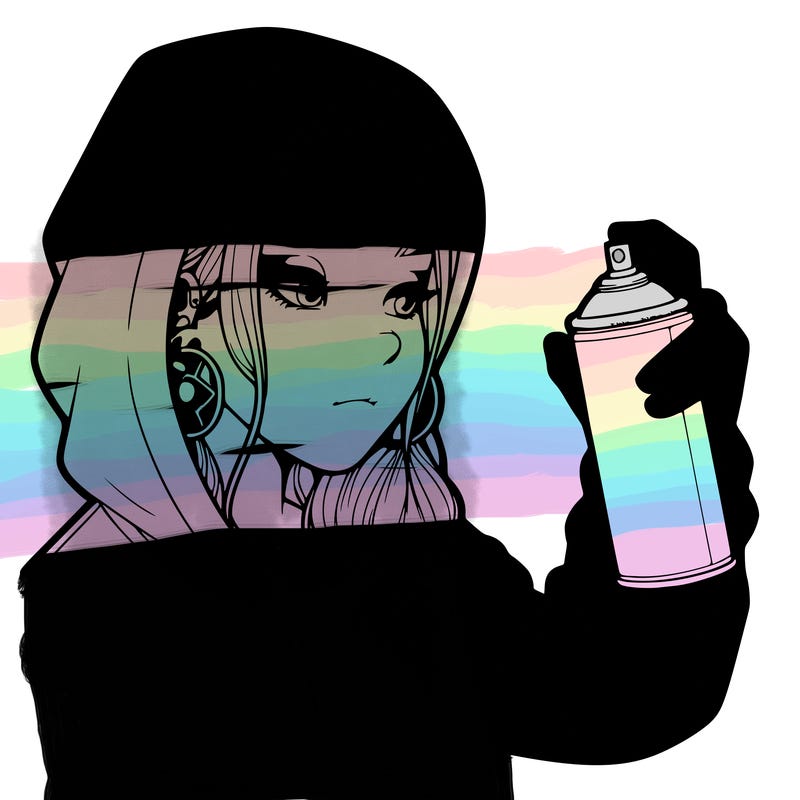 a realistic girl, spray painting